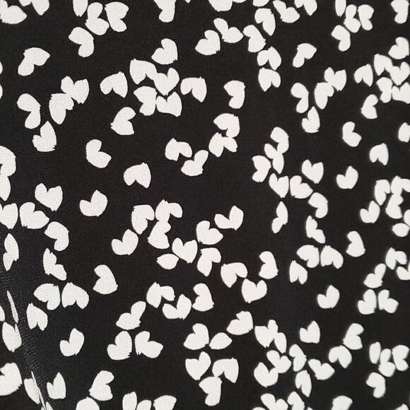 Michael Kors Black White Heart Print Wrap Stretchy Blouse Size S - Picture 7 of 9